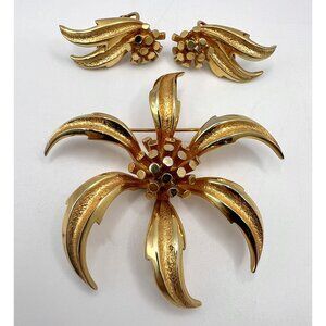 Rare VTG MARCEL BOUCHER #7198 Chrysanthemum Flower Brooch & Earrings Set
